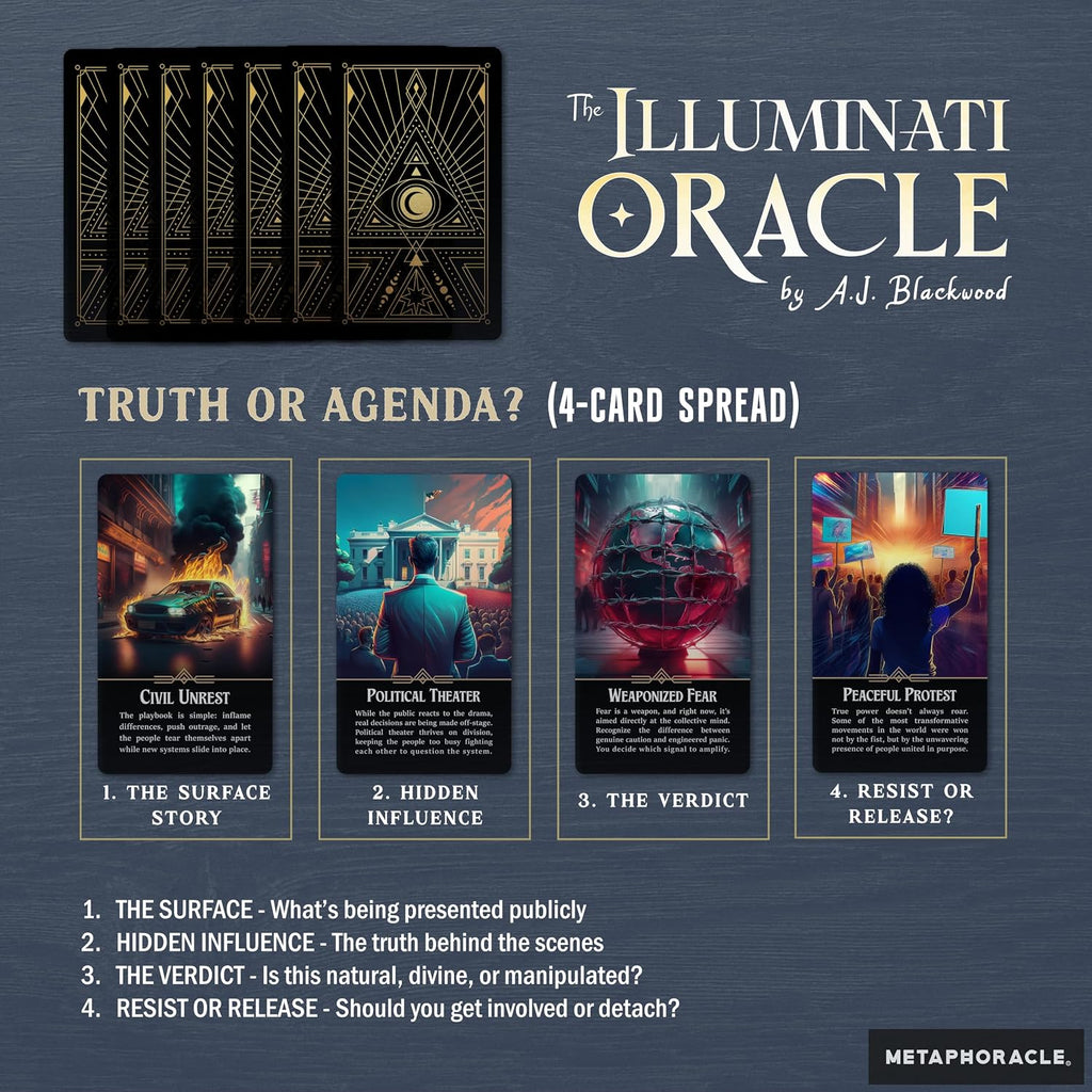 The Illuminati Oracle: A Tool for Discerning Truth in Conspiracy by A.J. Blackwood - 70 Card Divination Game to Decode Current Events, Expose Hidden Agendas & Manifest Higher Timelines