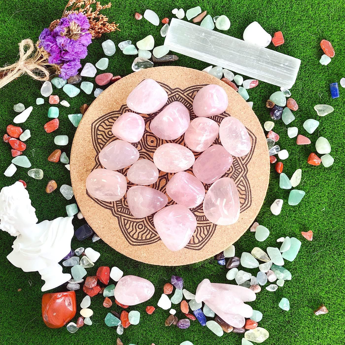 Rose Quartz Tumbled Polished Natural Healing Crystals Stones Bulk Rocks Stones Crystal for Energy Reiki Tumbling Cabbing Balancing Decoration Gemstones Crystal Healing Meditation Therapy Gift 100g