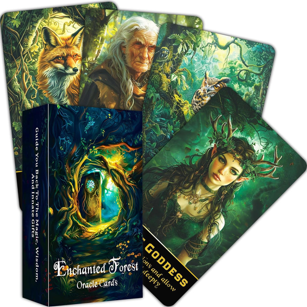 QCFQCF Enchanted Forest Oracle Deck, Orakelkarten für Anfänger, Entdecken Sie mystische Weisheit und Naturgeheimnisse für spirituelle Führung und Transformation