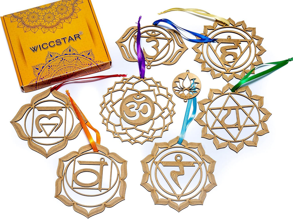 WICCSTAR Chakra Schild, Wandbehang, Heimdekoration für Meditation. Yoga Wandkunst. Spirituelle Mandala Ornamente für Schlafzimmer, Wohnzimmer und Studio