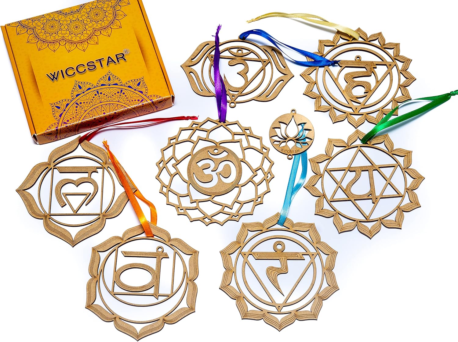 WICCSTAR Chakra Schild, Wandbehang, Heimdekoration für Meditation. Yoga Wandkunst. Spirituelle Mandala Ornamente für Schlafzimmer, Wohnzimmer und Studio