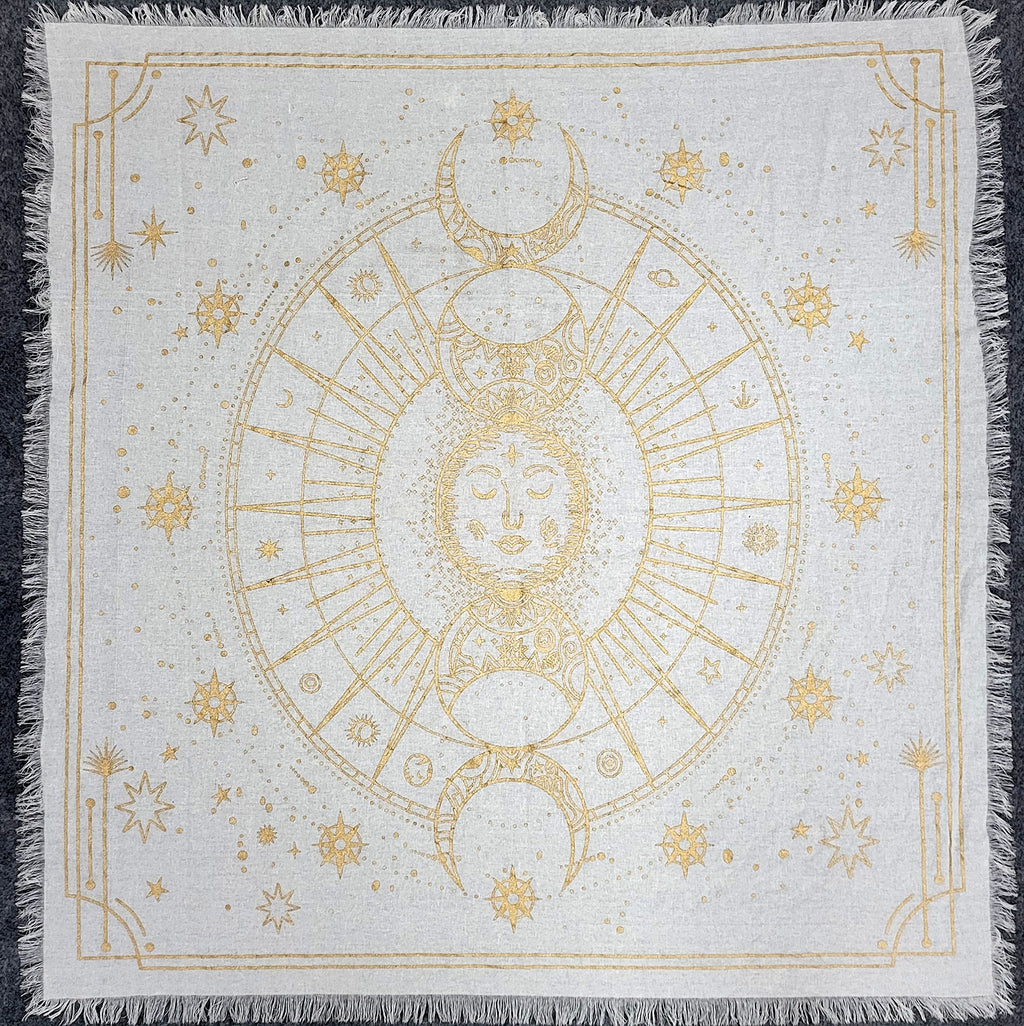 THE ART BOX Altar Cloth Tarot Cards Napkins Witchcraft Accessories Black Gold Tablecloth Square Spiritual Heavenly Cloth with Fringes, Tree of Life, 18 x 18 Inches