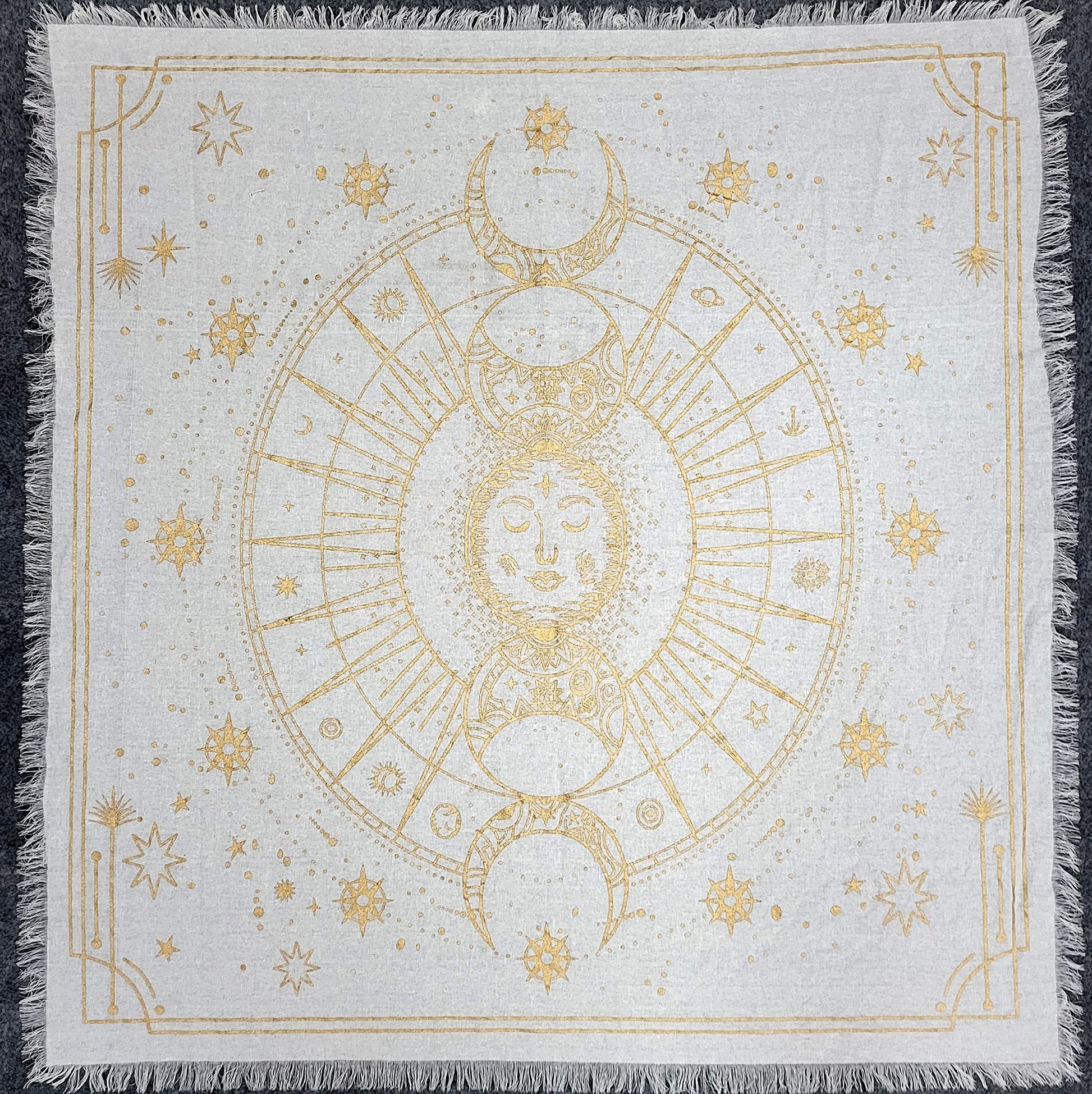 THE ART BOX Altar Cloth Tarot Cards Napkins Witchcraft Accessories Black Gold Tablecloth Square Spiritual Heavenly Cloth with Fringes, Tree of Life, 18 x 18 Inches
