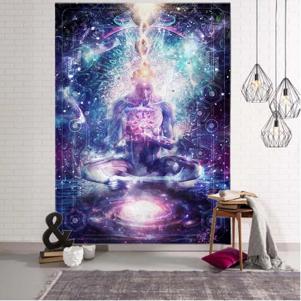 Tapestry Wall Hanging Chakra Psychedelic Art Animal Bohemian Hippie Witchcraft Living Room Bedroom Wall Decoration Yoga Mat