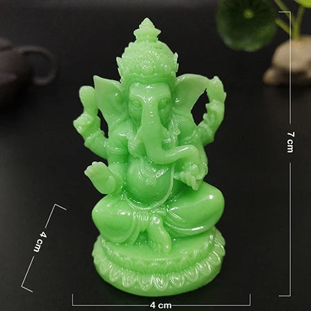 Glowing In Dark Ganesha Statue Buddha Elephant God Sculpture Figurine Man-made Jade Stone Craft Home Garden Flowerpot Decoration