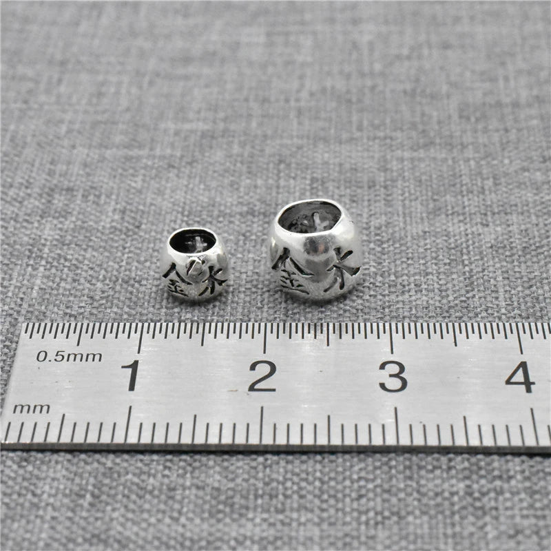 4 Pieces of 925 Sterling Silver Five Elements Beads Chinese Divination Feng Shui Spacer for Bracelet
