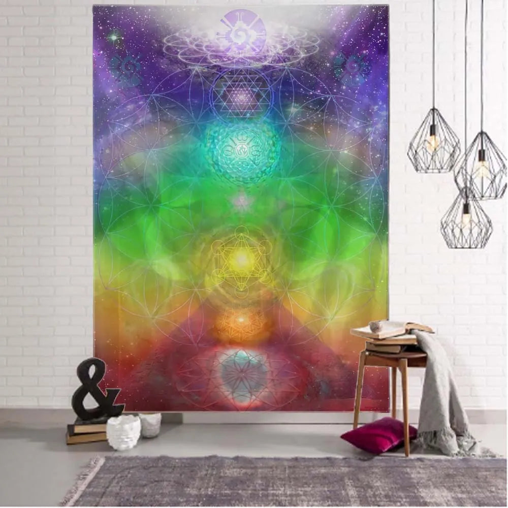 Tapestry Wall Hanging Chakra Psychedelic Art Animal Bohemian Hippie Witchcraft Living Room Bedroom Wall Decoration Yoga Mat