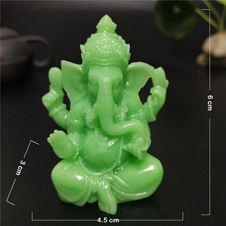 Glowing In Dark Ganesha Statue Buddha Elephant God Sculpture Figurine Man-made Jade Stone Craft Home Garden Flowerpot Decoration