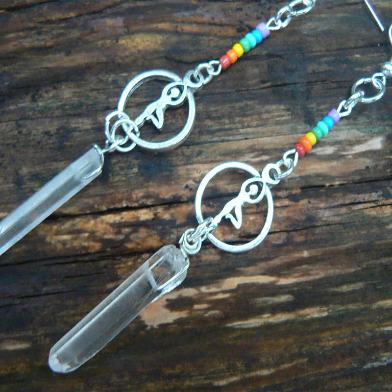 Chakra Threader Earrings , 7 Chakra Jewelry, Threader Earrings Aura Cleansing Healing Jewelry with Meaning