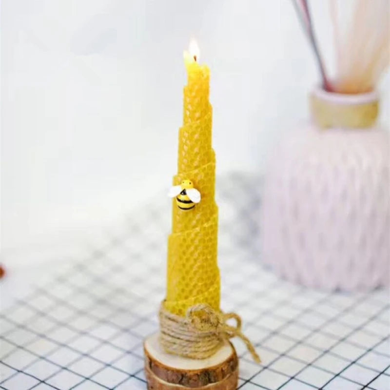 12pcs 15cm*20cm*0.3cm Natural Candle Material, Handmade DIY Honey Candle for Children, Craft Wax, Honeycomb Color Beeswax