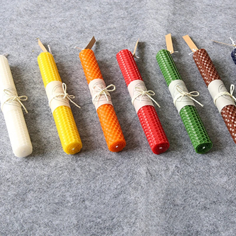 12pcs 15cm*20cm*0.3cm Natural Candle Material, Handmade DIY Honey Candle for Children, Craft Wax, Honeycomb Color Beeswax