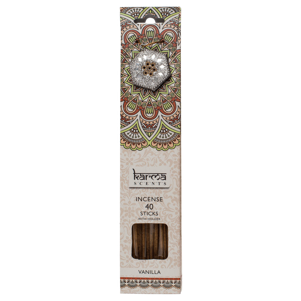 Räucherstäbche<wbr/>n Indische 40 Stück inkl. Halter verschiedene Düfte Karma Scents