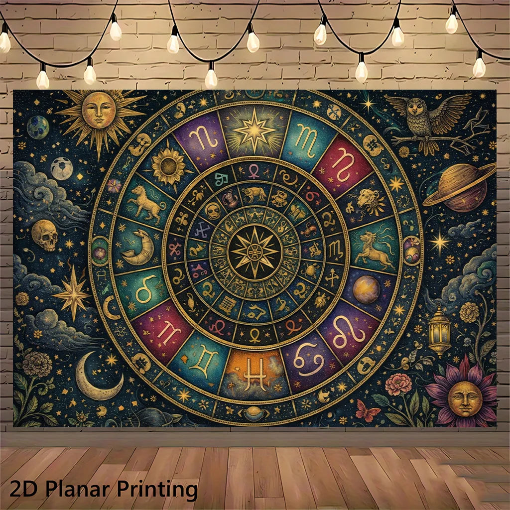 Cosmic Zodiac Constellation Tapestry Boho Galaxy Wall Art Celestial Astrology Decor Room Hanging Mystical Gift