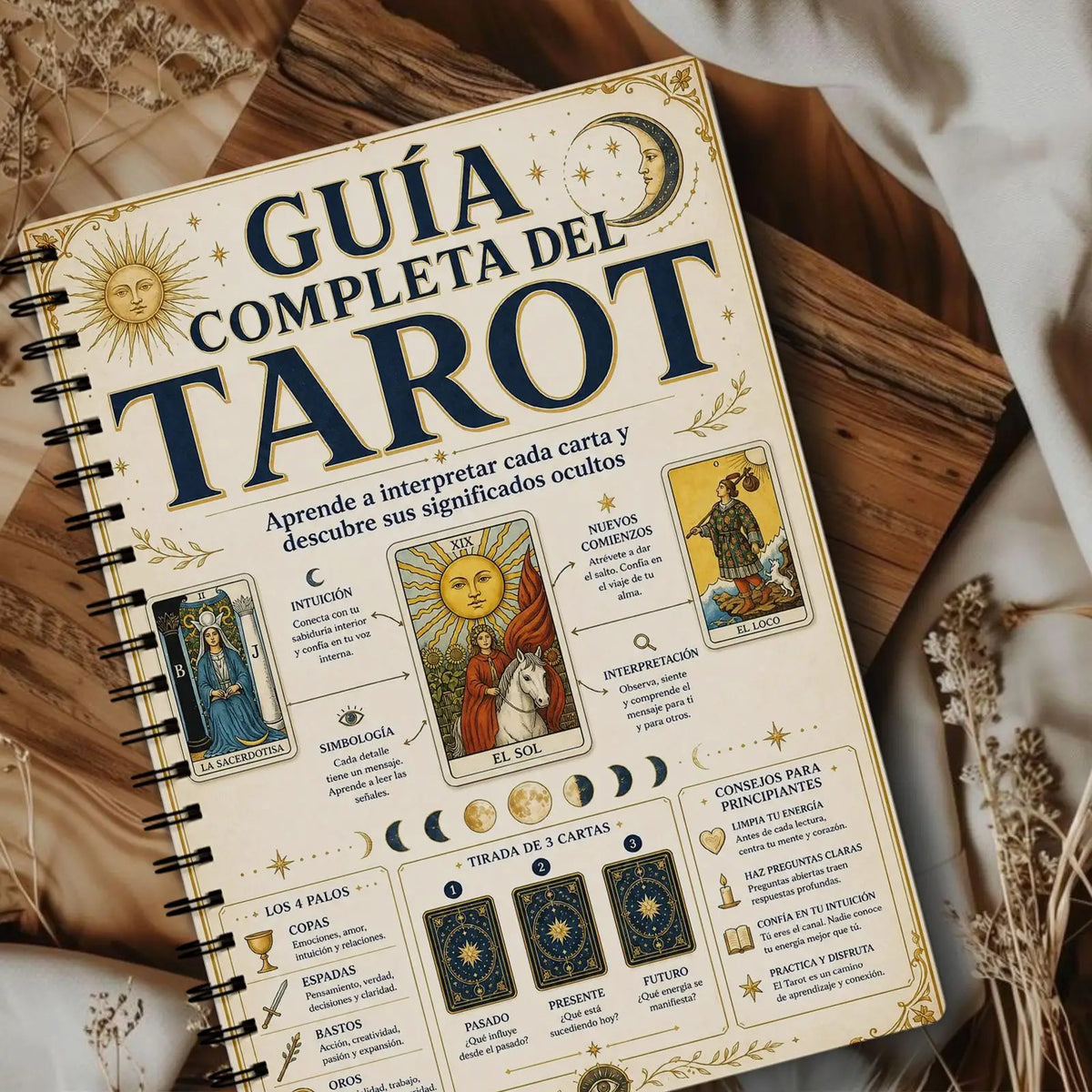 Spanish Edition A5 Ancient Grimoire Codex Clipbook, Legend Card Guide for Witchcraft Astrology Crystal Lovers