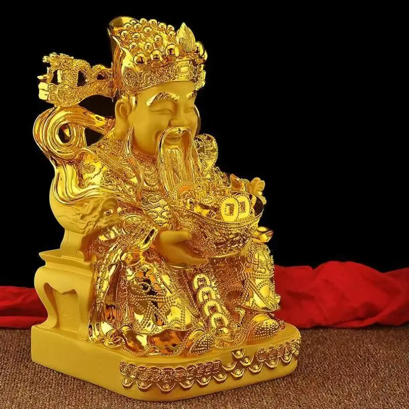 Feng Shui Gold God of Wealth Lucky Resin Statue Home Decor Entrance Living Room Crafts