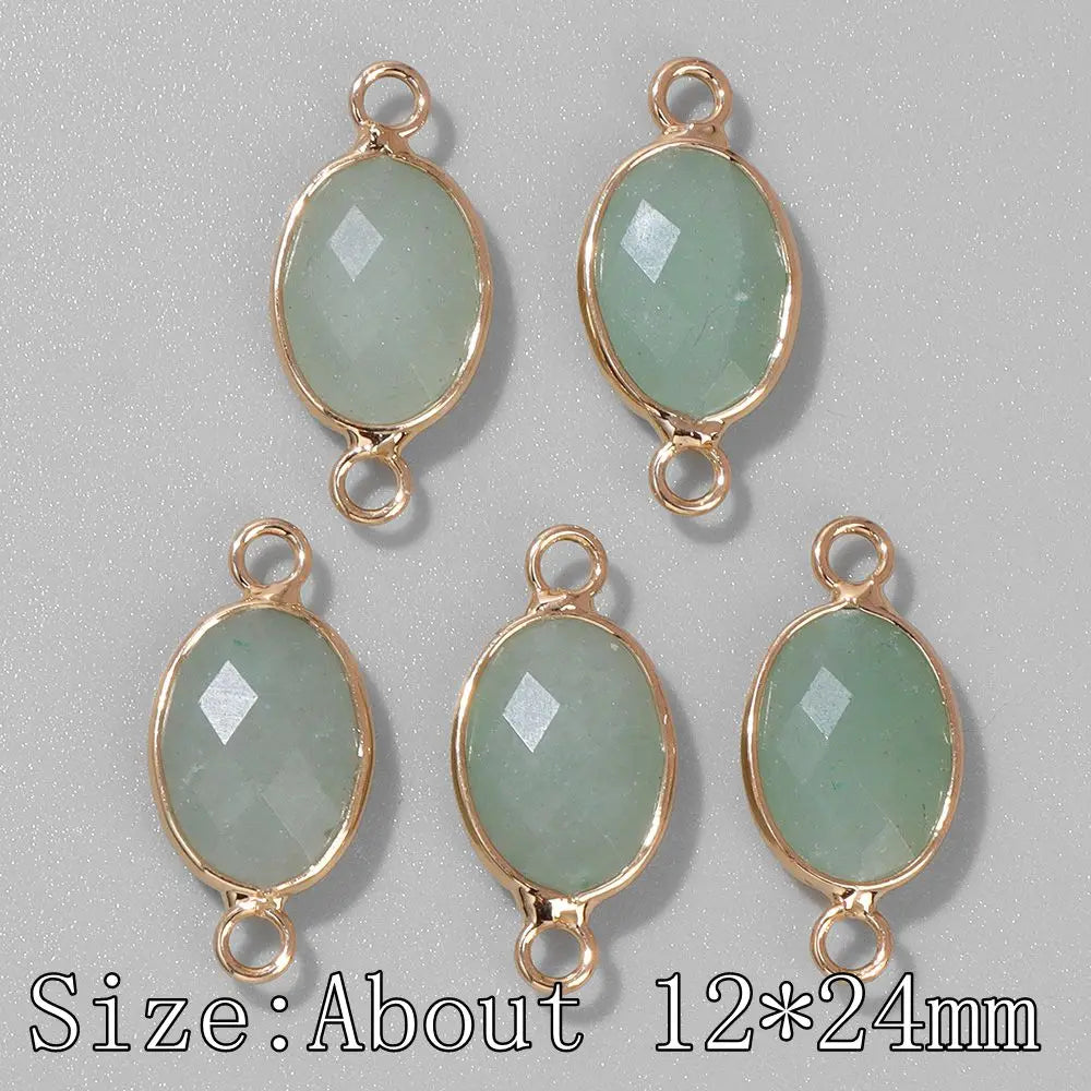 3Pcs Faceted Natural Stone Pendants Tiger Eye Crystal Double Hole Connectors Charm for Jewelry Making DIY Necklace Accessories