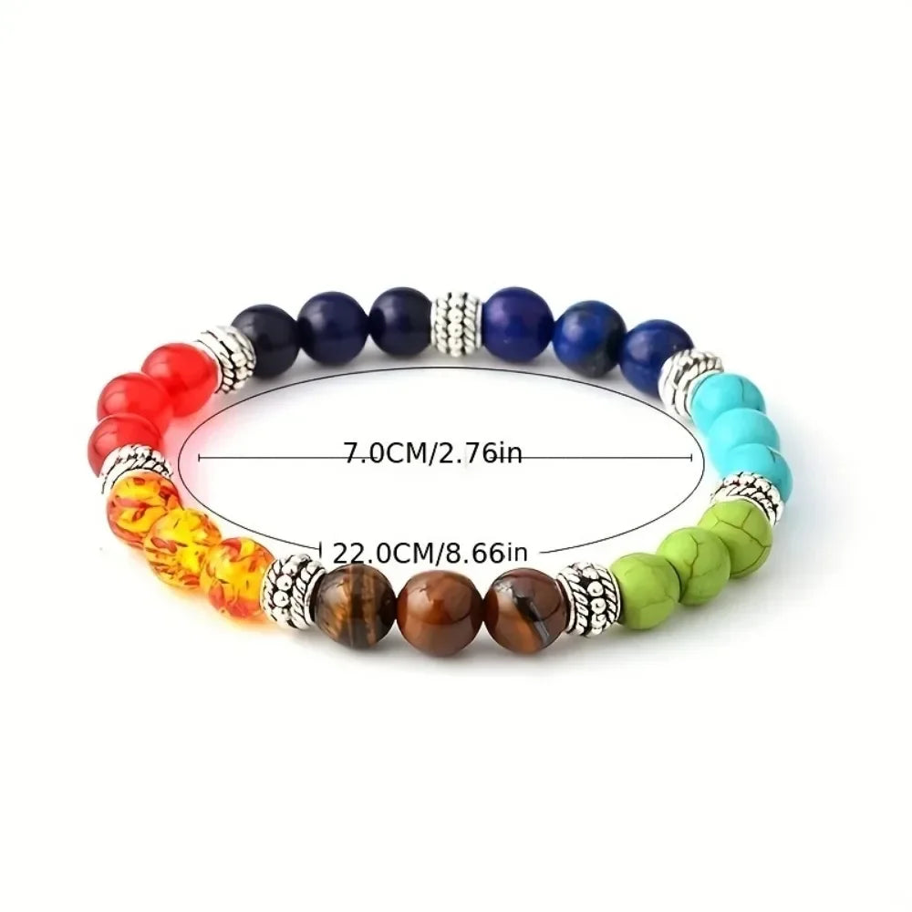 Women 7 Chakra Healing Crystal Gemstone Bead Set Yoga Balancing Necklace Bracelet Reiki Solid Design Daily Party Birthday Gift