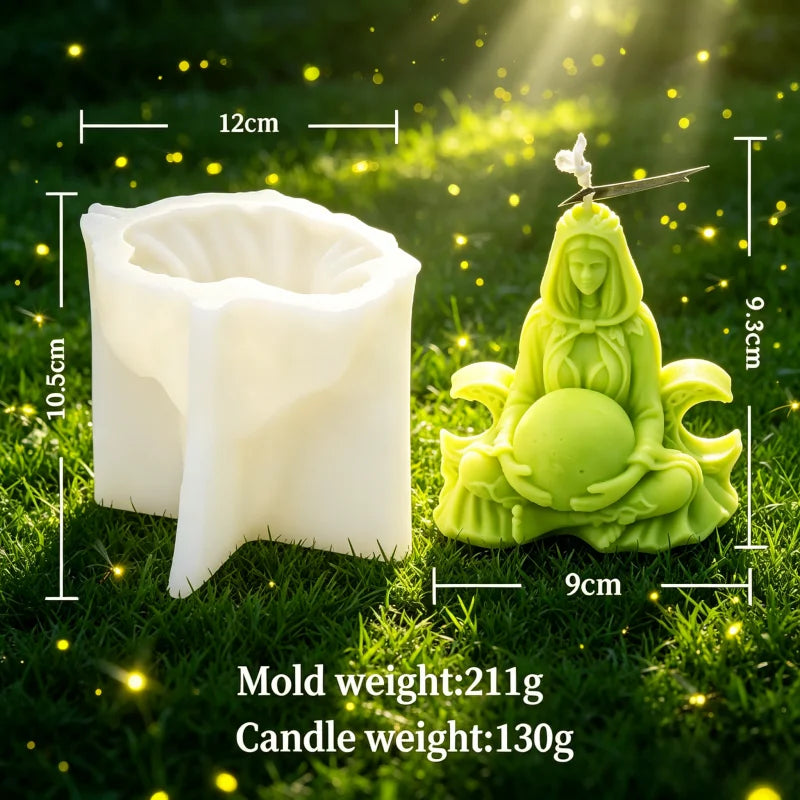 Wiccan Spiritual Goddess Candle Silicone Mold 3D Mother Earth Gaia Wax Mould for Resin Soap Witchy Boho Celestial Home Decor
