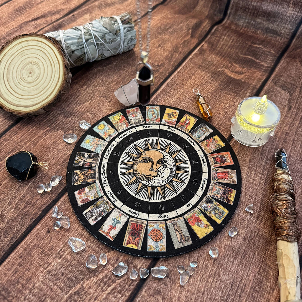 Crystal & Star Astrology Rubber Pendulum Board Mysterious Divination Altar Decor Suitable for Astrology Games & Pendulum Scrying
