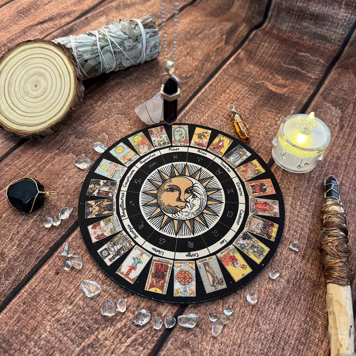 Crystal & Star Astrology Rubber Pendulum Board Mysterious Divination Altar Decor Suitable for Astrology Games & Pendulum Scrying