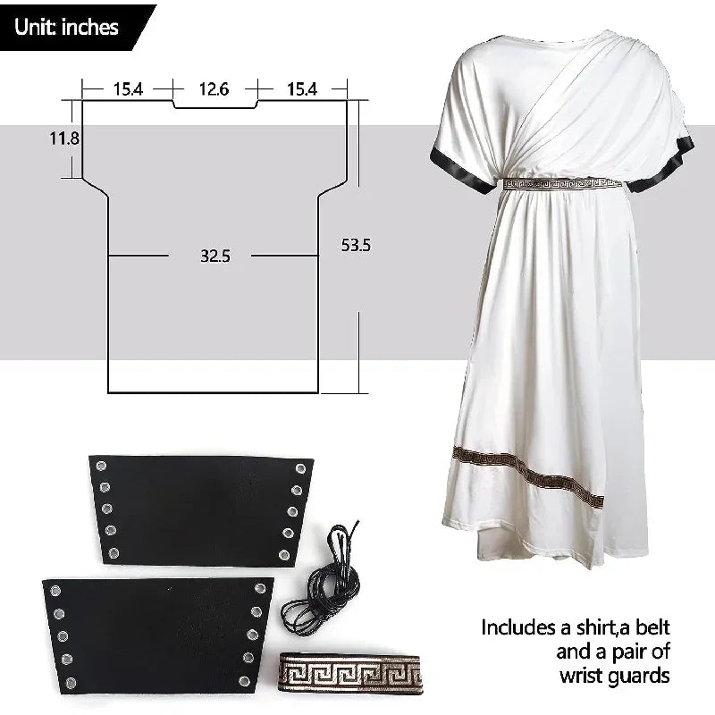 2024 Men - Adult Roman Halloween Dionysus Costume With Leather Wristband King Gladiator Clothing Suit
