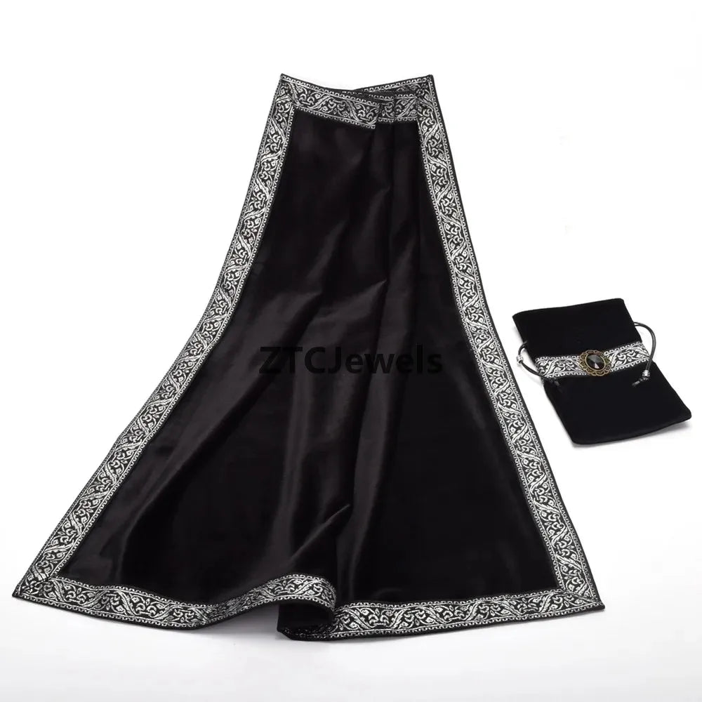 Velvet Tarot Tablecloth with Bag Wicca Divination Altar Cloth Cosplay Fortune Telling Board Game Accessories