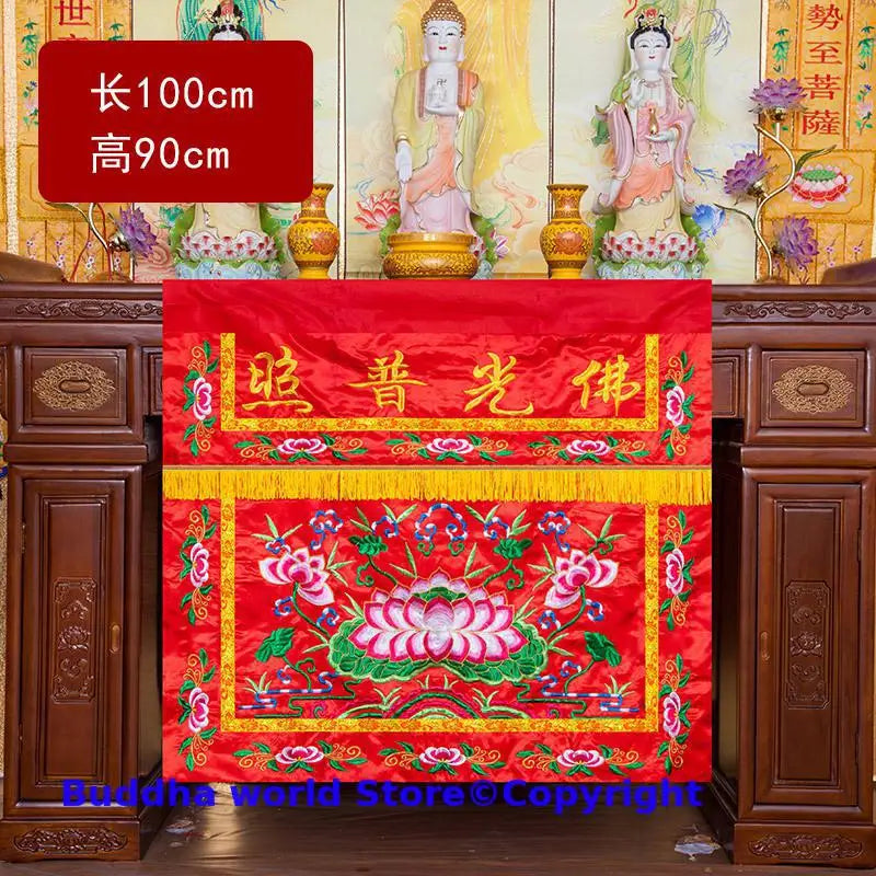 100CM Wholesale Buddhist Taoism Item Temple abbey shrine Worship Buddha Embroidery Altar table enclosure wall Hanging Curtain