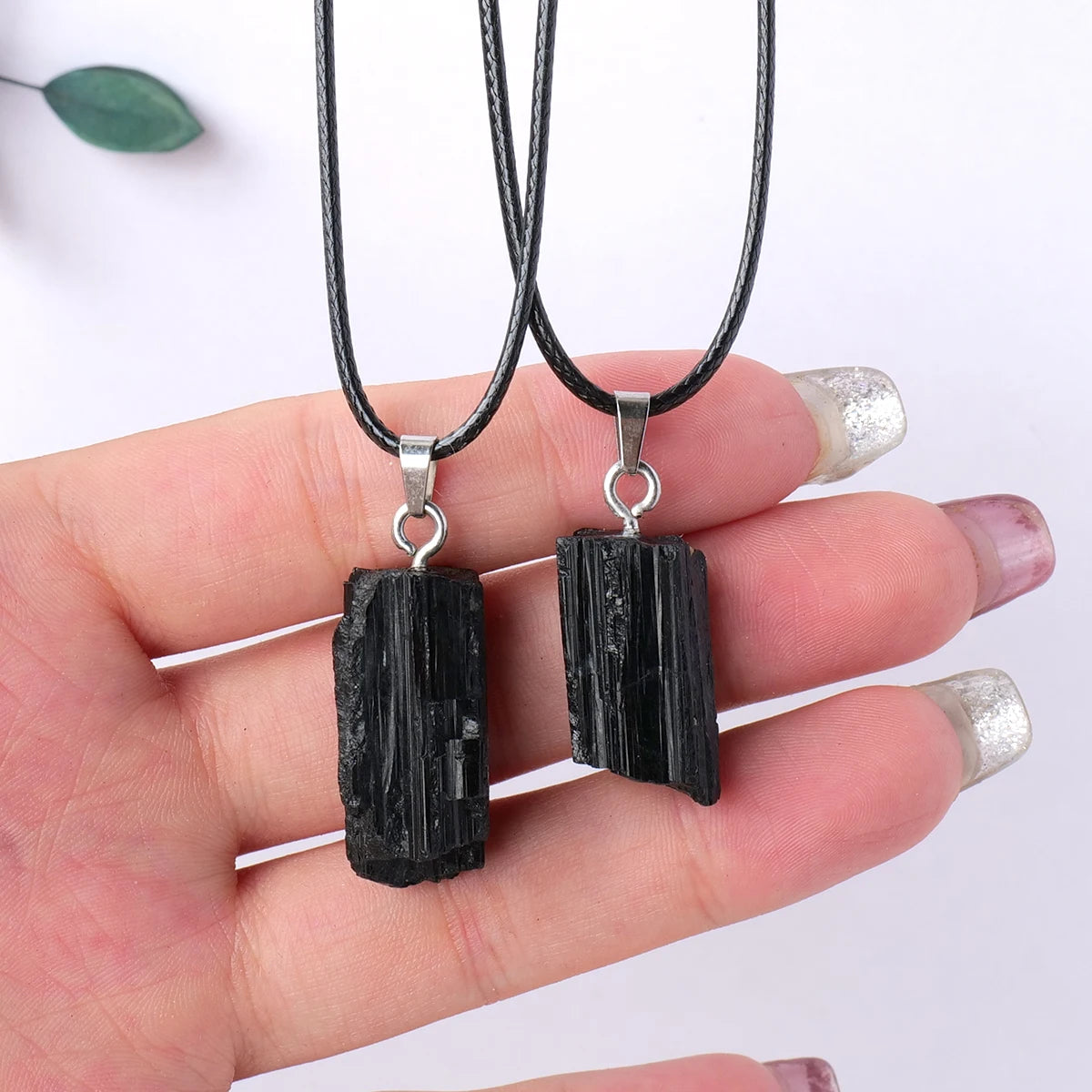 1PC Natural Crystal Black Tourmaline Raw Stone Unpolished Gem Pendant Necklace Quartz Jewelry For Man Gifts