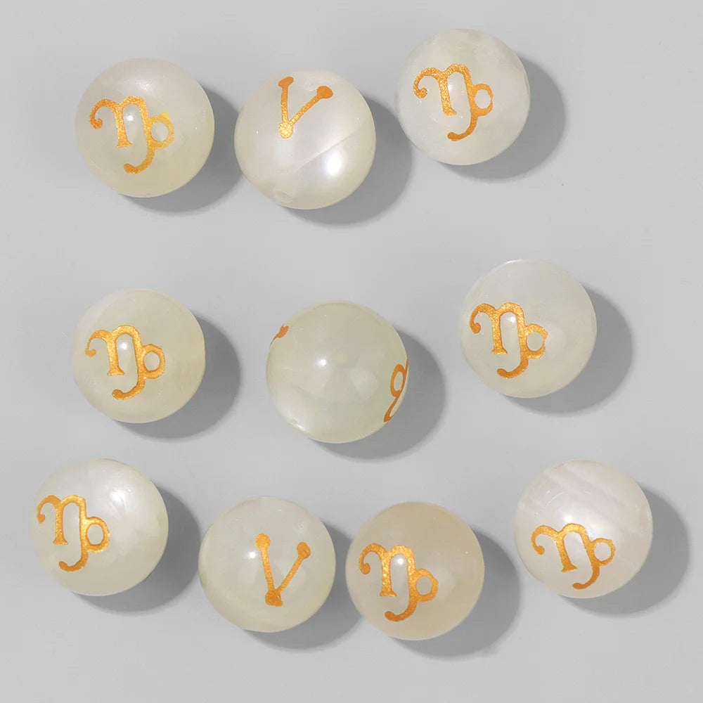 Wholesale 12 Zodiac Mooonstone Charms Natural Stone Sandstone Agates Constellation Sign Beads For Jewelry Making Accessories Set