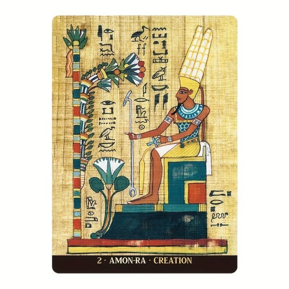 Egyptian Gods Oracle Cards - Ancient Egypt Divination Deck 12.6*8.9cm for Meditation, Guidance - Papyrus Art Style