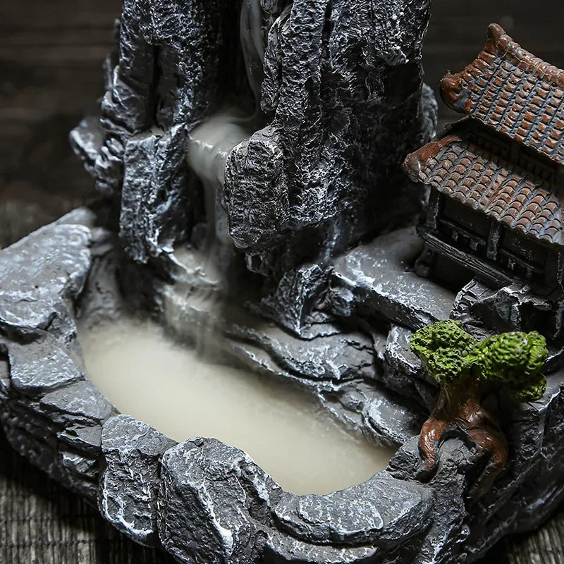 1pc Waterfall Backflow Incense Burner Zen Tea Room Decoration Micro Landscape Incense Stick Holder Ashtray (Without Incense)