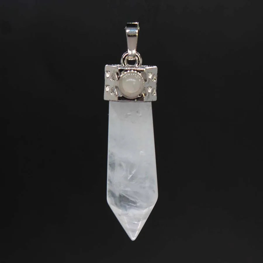 Natural Healing Amethyst Crystal Hexagonal Stone Pendants For Women Necklace DIY Rose Quartz Lapis Lazuli Agate Pendant Jewelry