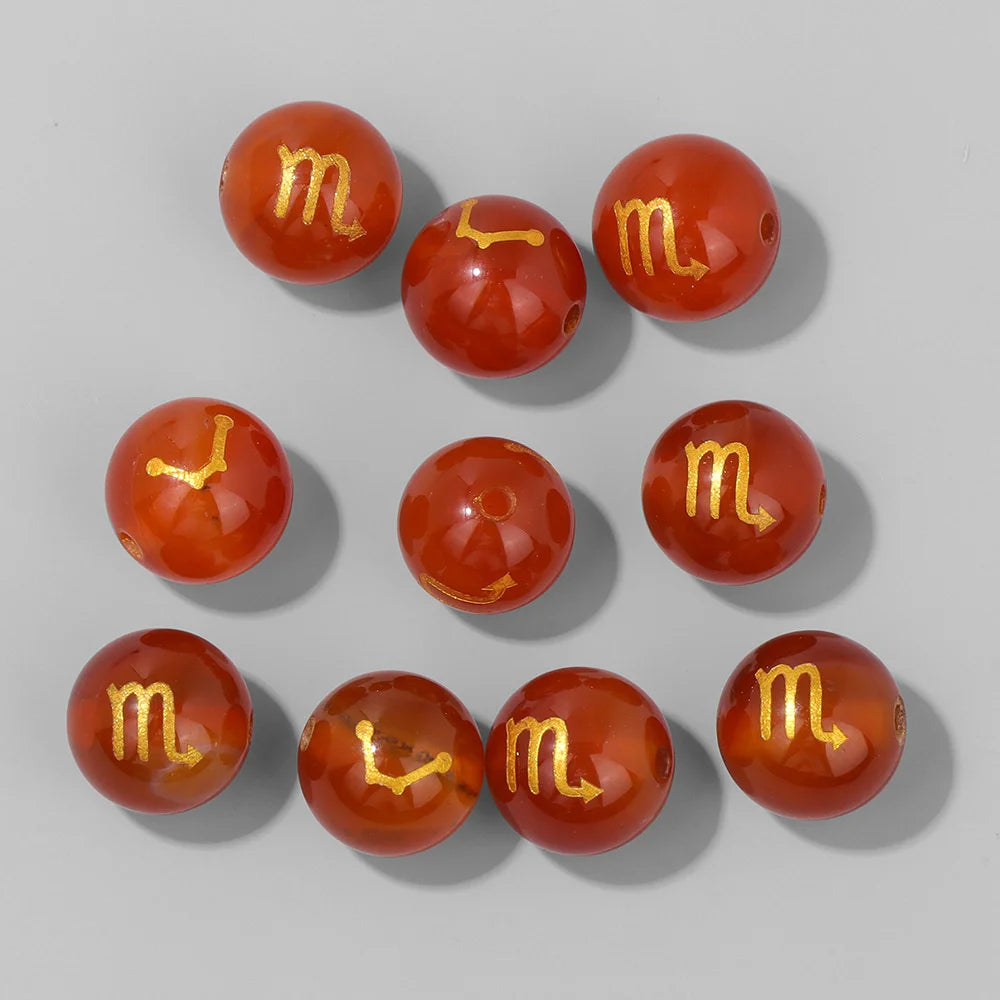 Wholesale 12 Zodiac Mooonstone Charms Natural Stone Sandstone Agates Constellation Sign Beads For Jewelry Making Accessories Set