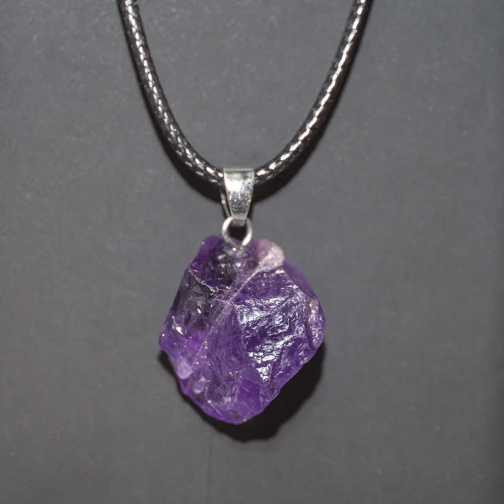 Natural Amethysts Flower Necklace Reiki Healing Stone Irregular Shape Jewelry DIY Gift Adjustable Choker Lucky Pendant For Women