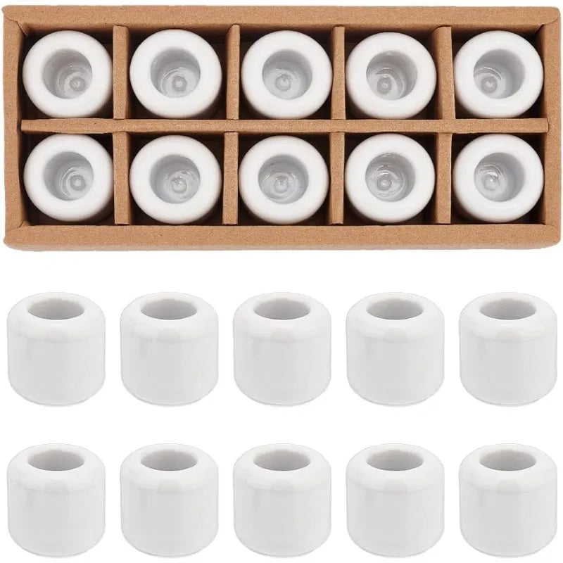10 Pieces Ceramic Candle Holder White Ceramic Chime Ritual Spell Candle Holders for Taper Rituals Spells Altar Wiccan Supplies