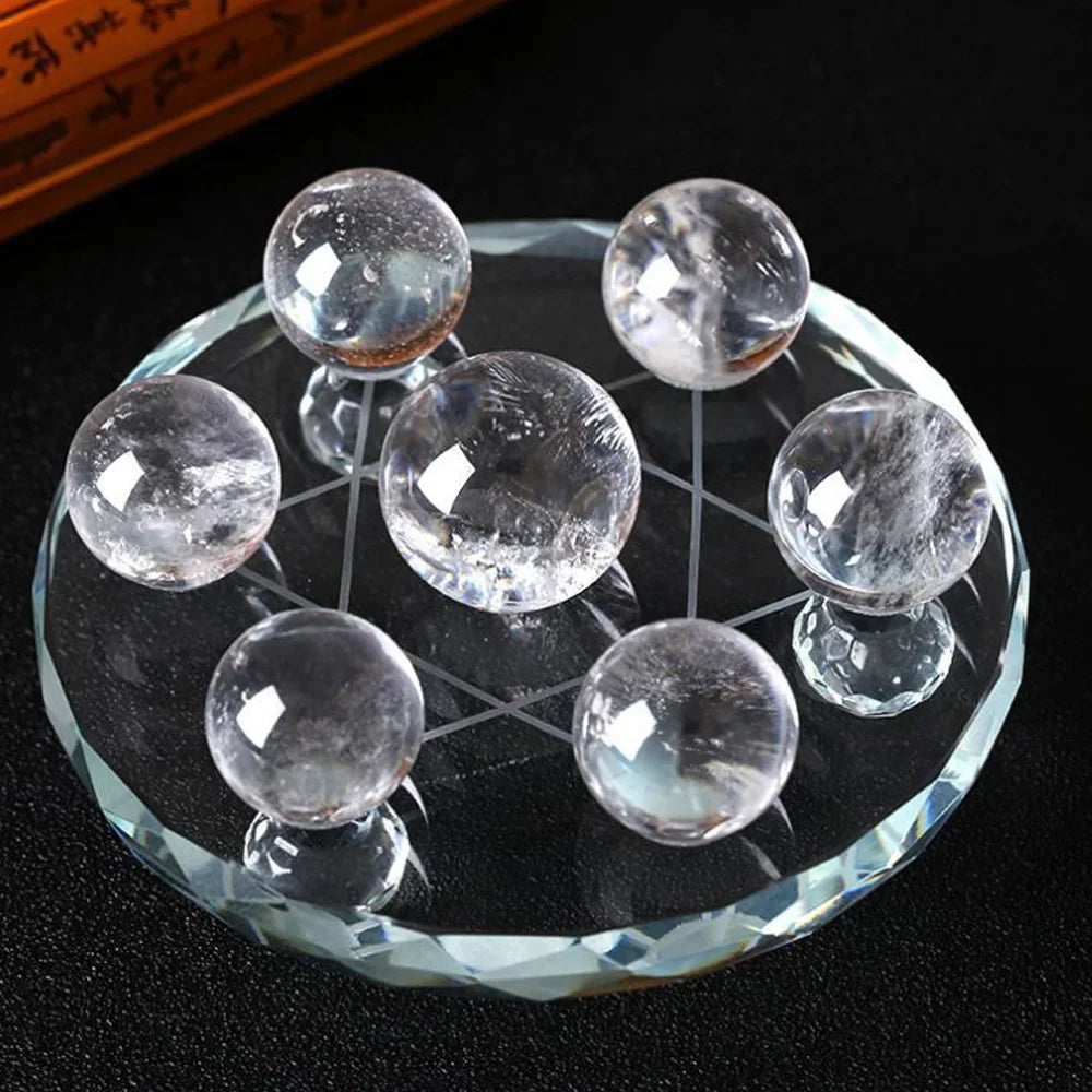 Natural Clear Quartz Crystal Ball Seven Star Array Reiki Healing Feng Shui Sphere Lucky Home Decor