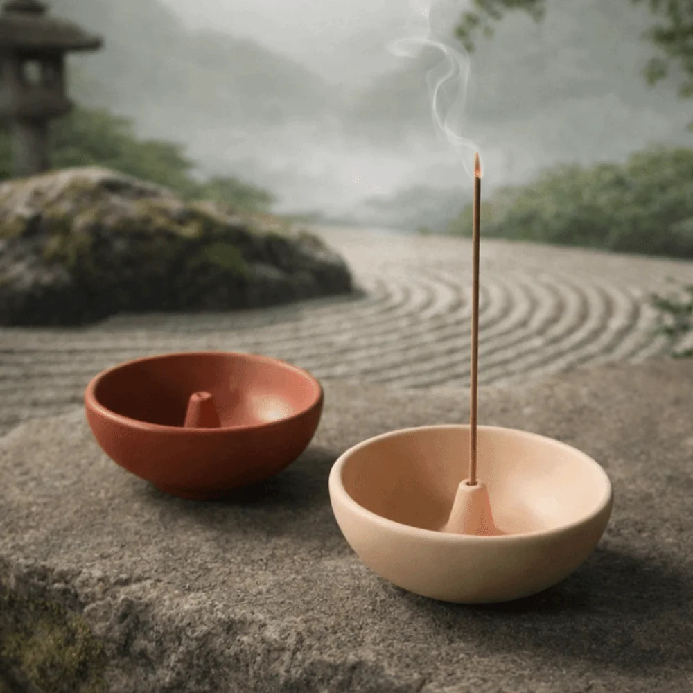 Spiritual Practice Retro Incense Holder Zen Style Sturdy Incense Stick Burner Ceramic Round Agarwood Tray Yoga