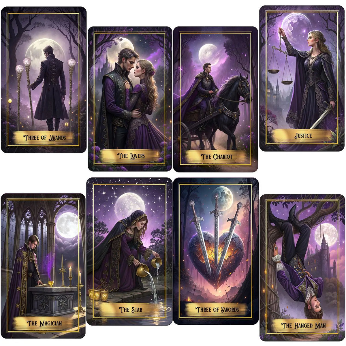 Purple Moon Tarot Cards Deck