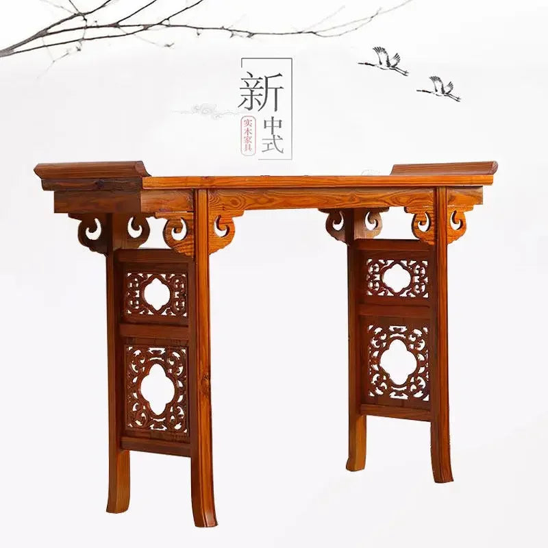 r5.21 chinoiserie solid wood casual buddha table antique carved entrance altar zen style altar elm god of wealth incense altar