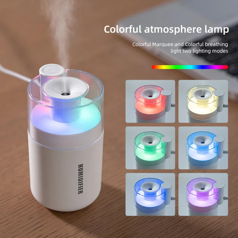 USB Portable 180ML Mini Air Humidifier for Bedroom Desktop Car Home-Silent Atomization with Aromatherapy Function