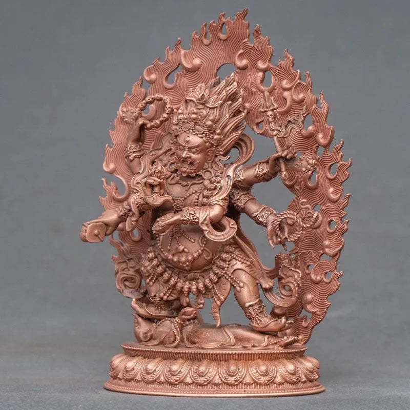 free shipping Nepal Tibet Red copper Carving Mahakala handmade buddha statue God of wealth sculpture
