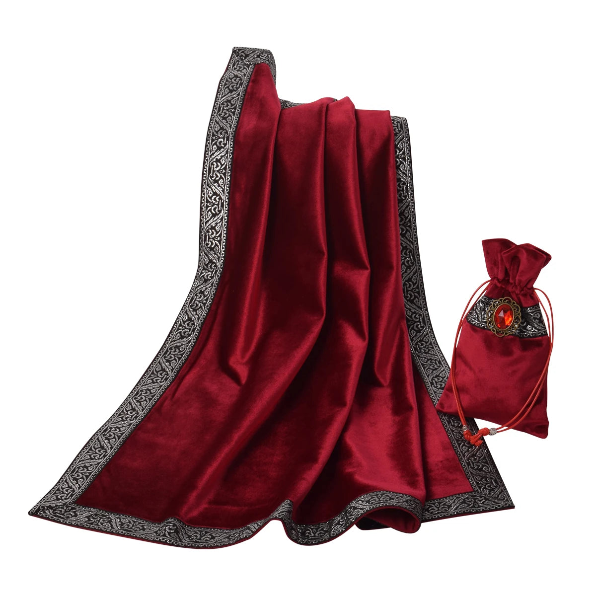Velvet Tarot Tablecloth with Bag Wicca Divination Altar Cloth Cosplay Fortune Telling Board Game Accessories