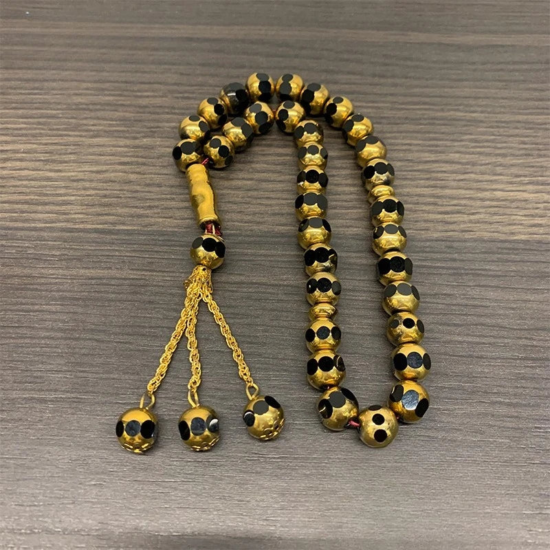 Prayer Beads Bracelet 33 Pieces Gold Wrapped Crystal Hand String Exquisite Ornament For Daily Wear And Collection