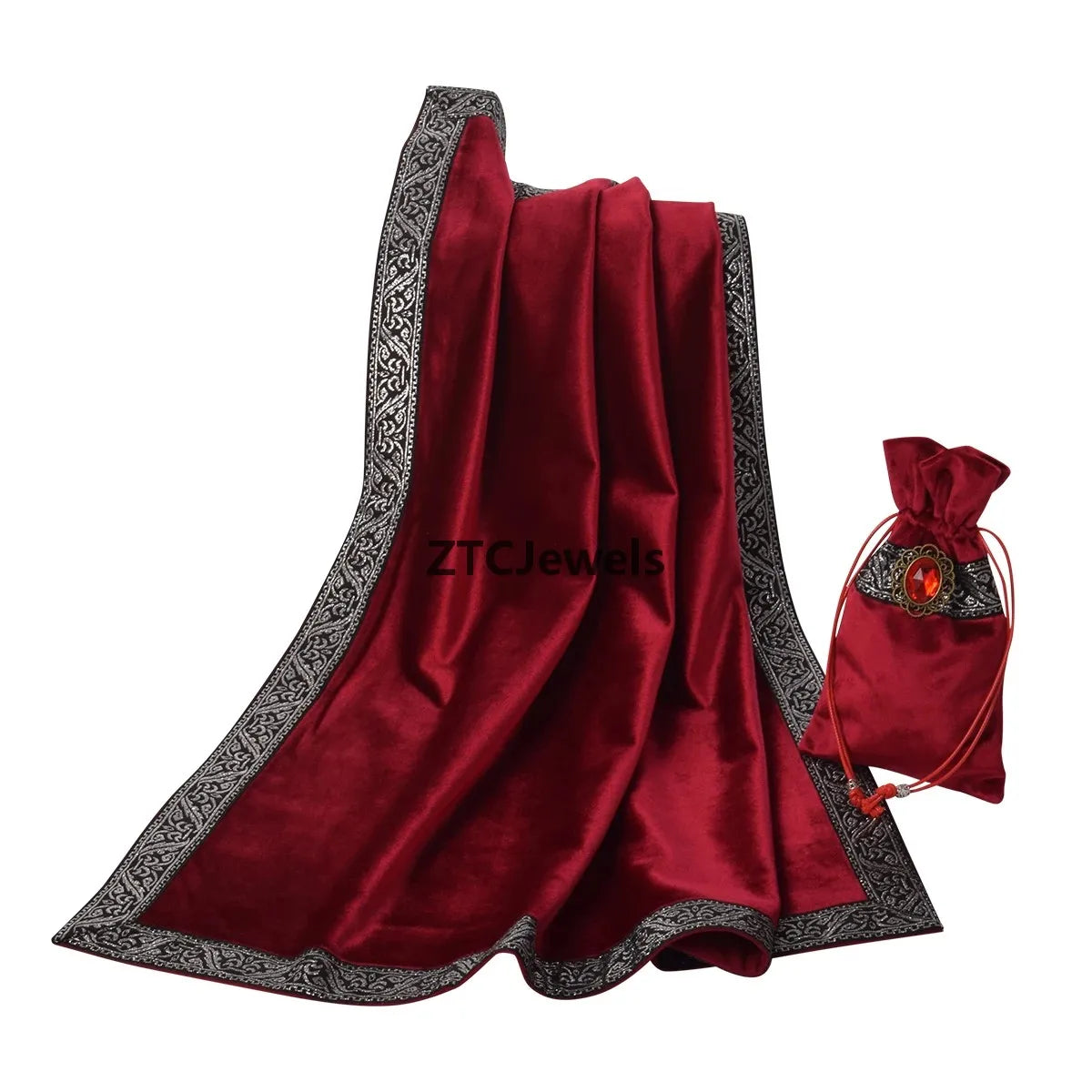 Velvet Tarot Tablecloth with Bag Wicca Divination Altar Cloth Cosplay Fortune Telling Board Game Accessories