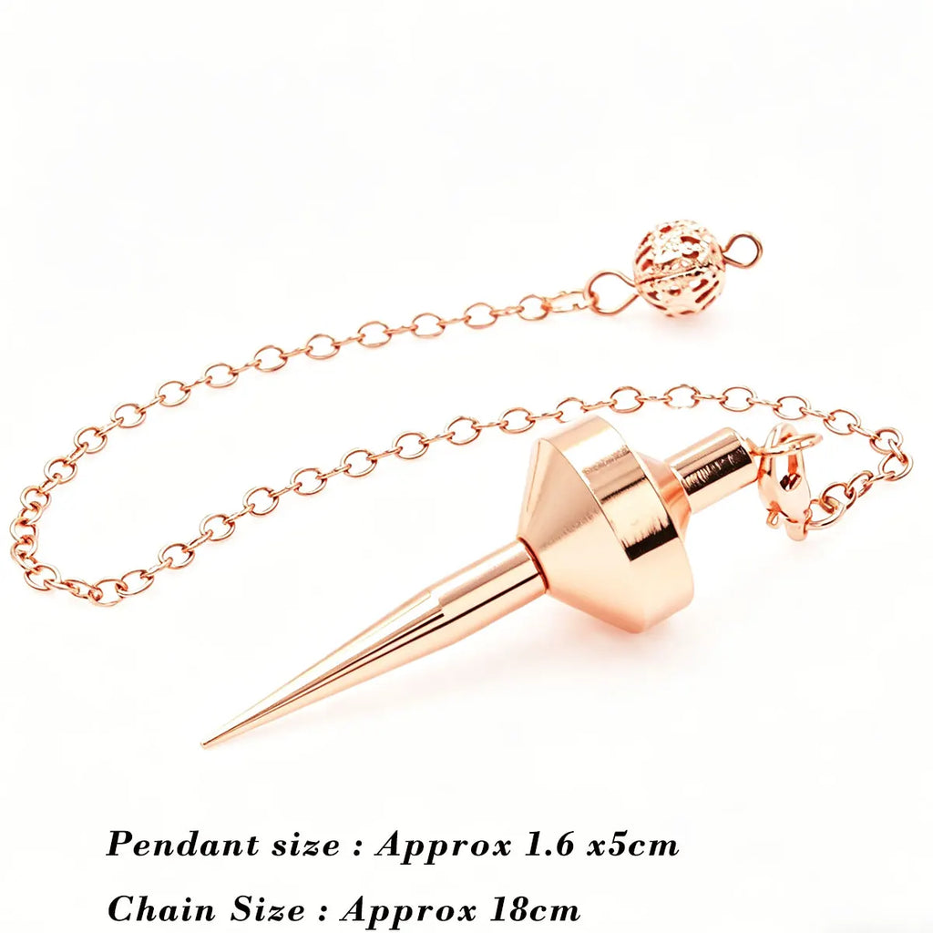 Retro Copper Metal Pendulum for Divination Dowsing Reiki Cone Pointed Pendulums Healing Wicca Spiritual Tool  Witch Pendulo X406