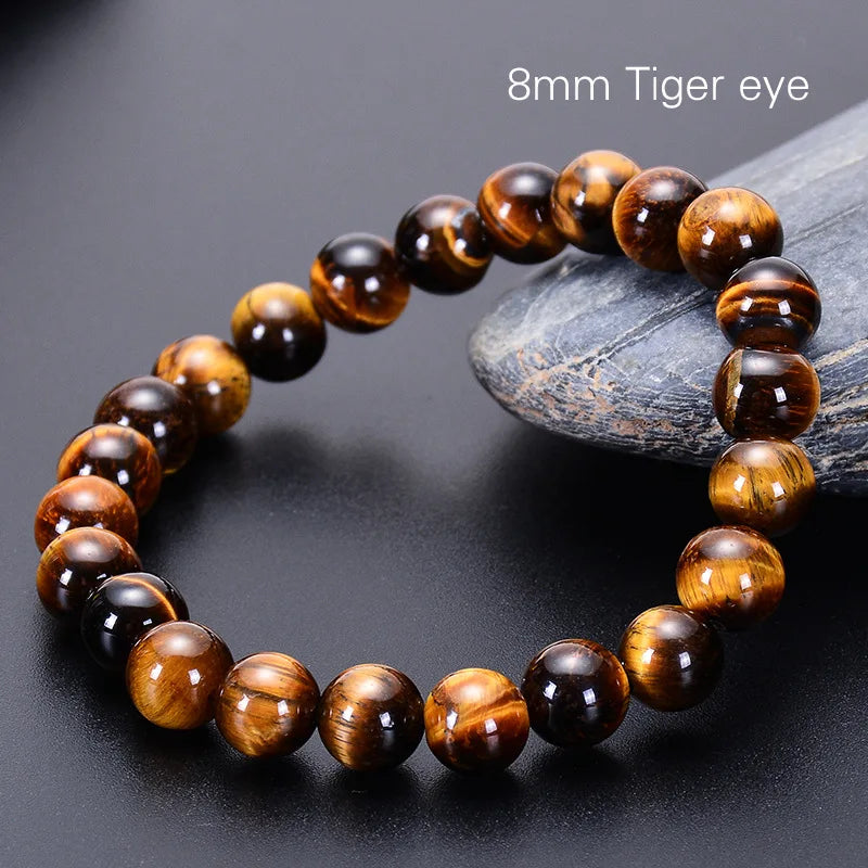 1pc Fashion Tiger Eye Bangles Men 6/8/10mm Natural Energy Stone Beads Reiki Healing Bracelets for Women Jewelry Gifts