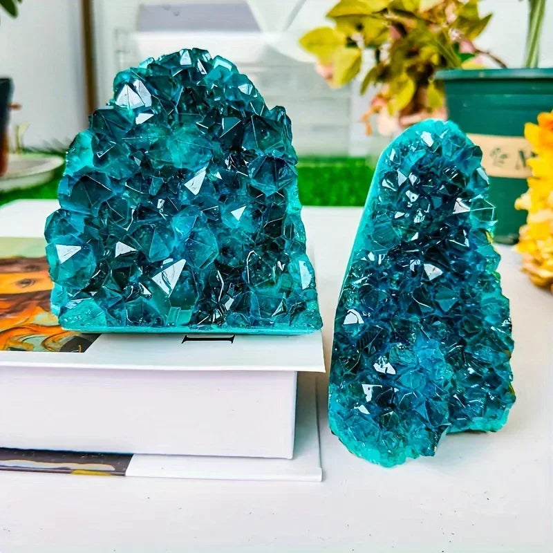 One Crystalhola Bohemian Blue Crystal Cluster - Turquoise to deep blue gradient, natural appearance suitable for home décor