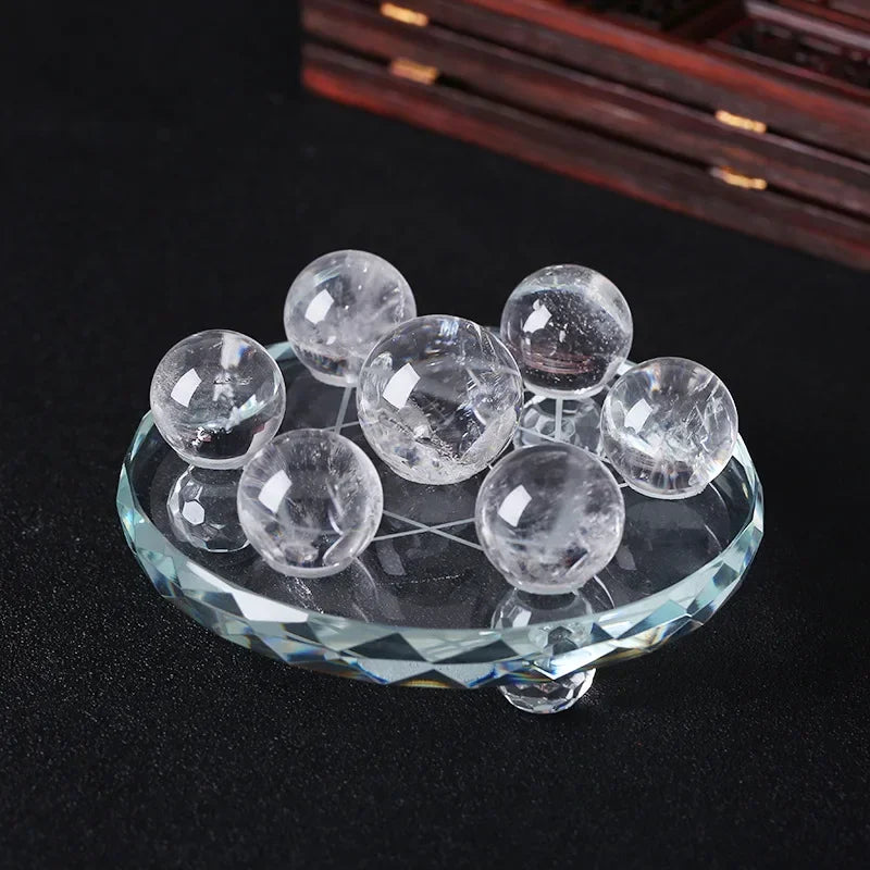 Natural Clear Quartz Crystal Ball Seven Star Array Reiki Healing Feng Shui Sphere Lucky Home Decor