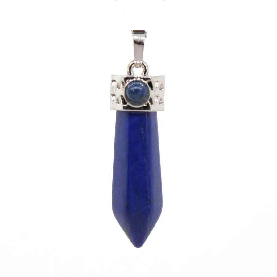 Natural Healing Amethyst Crystal Hexagonal Stone Pendants For Women Necklace DIY Rose Quartz Lapis Lazuli Agate Pendant Jewelry