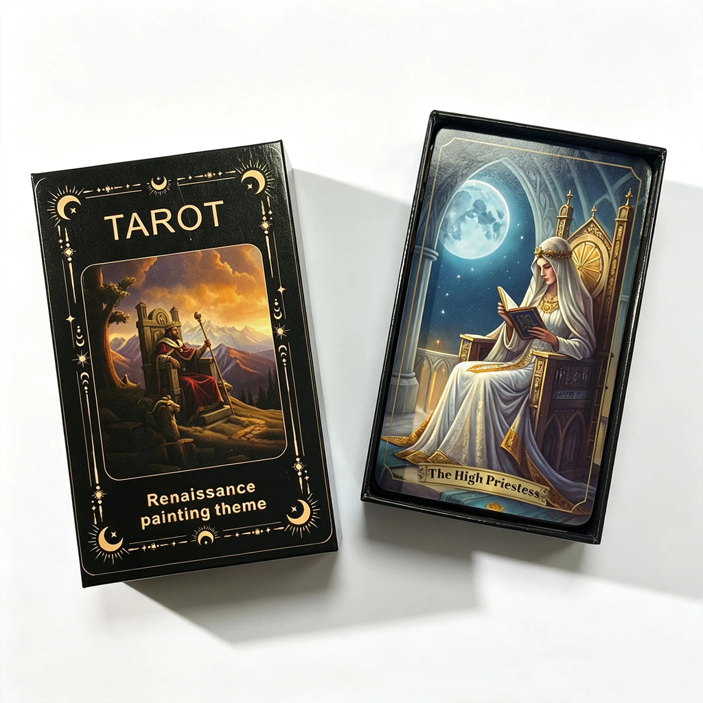 Renaissance Tarot Deck 78 Pcs High‑Quality Tarot Cards with Tarot Mat for History Art Enthusiasts Spiritual Journey Divination